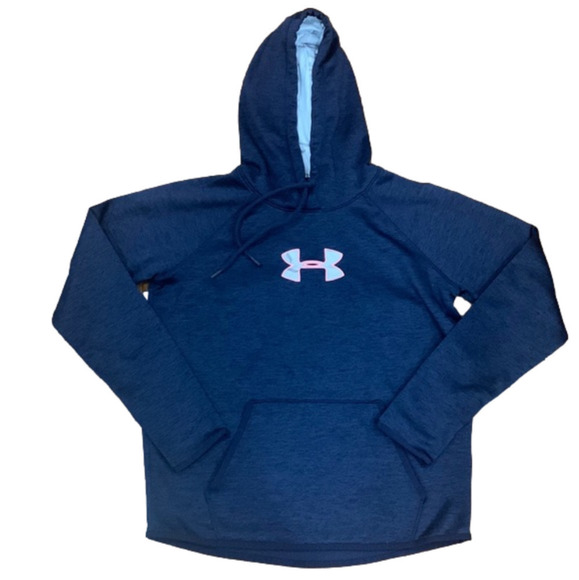 UNDER Armour Sweatshirt Hoodie Adult small pink/blue Pullover Gym Running Logo - Picture 3 of 9